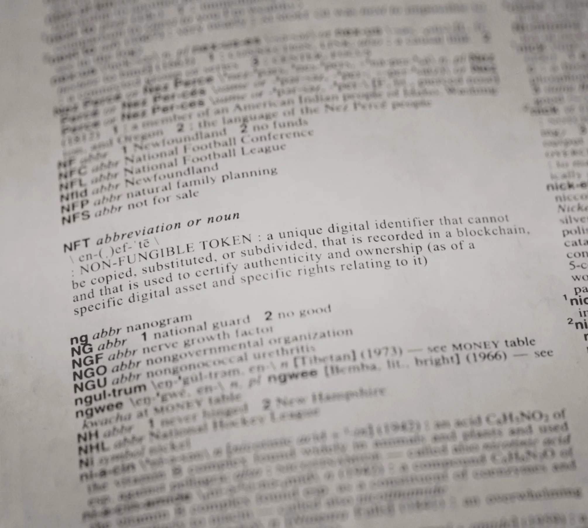 A still image from the NFT "The Definition of NFT" by Merriam-Webster
