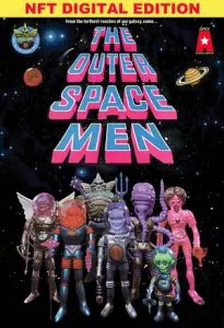 poster promoting Outer space men project completed through WAX