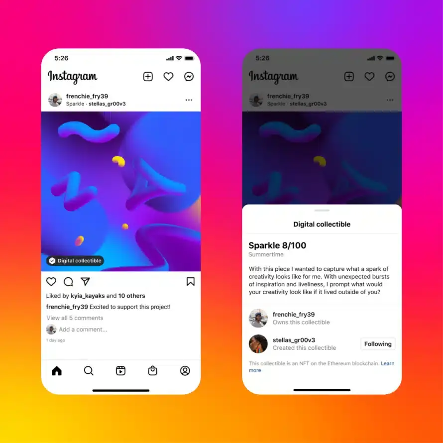 Instagram NFT display feature