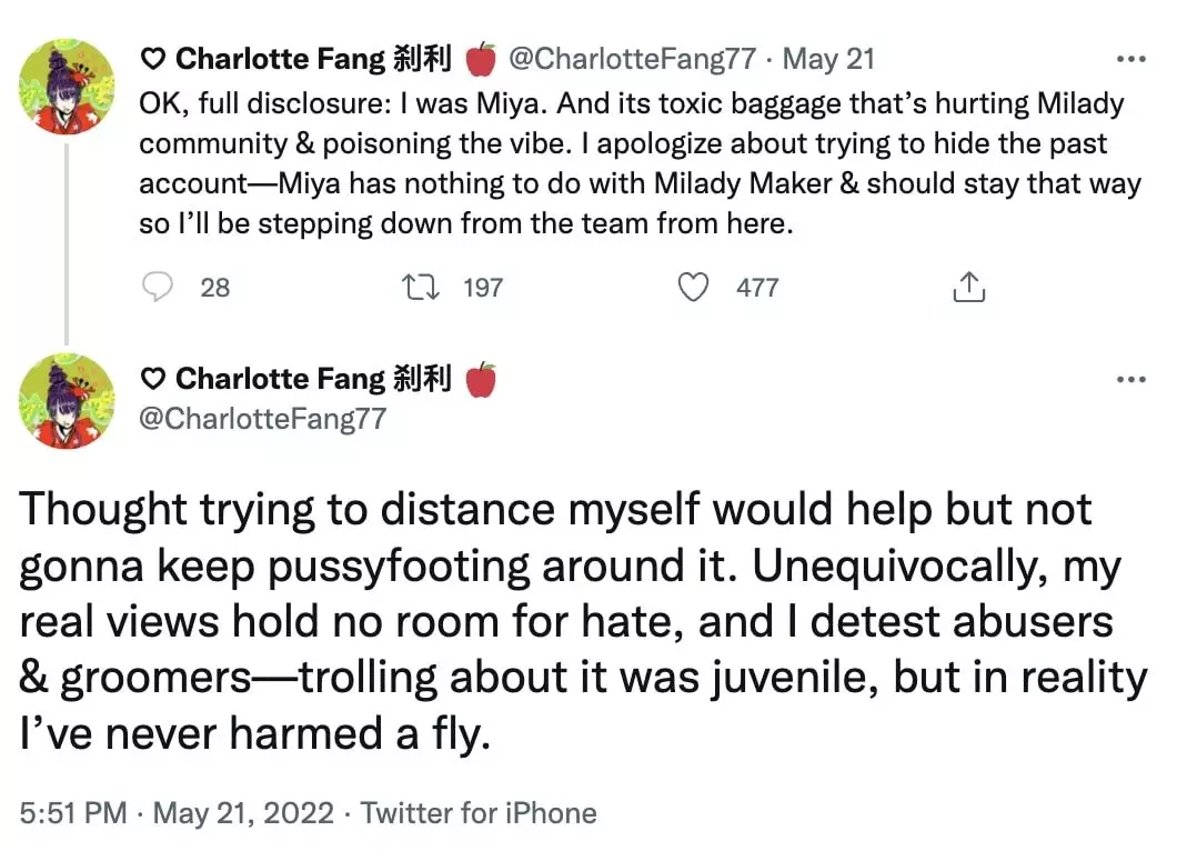 Tweet featuring Charlotte Fang