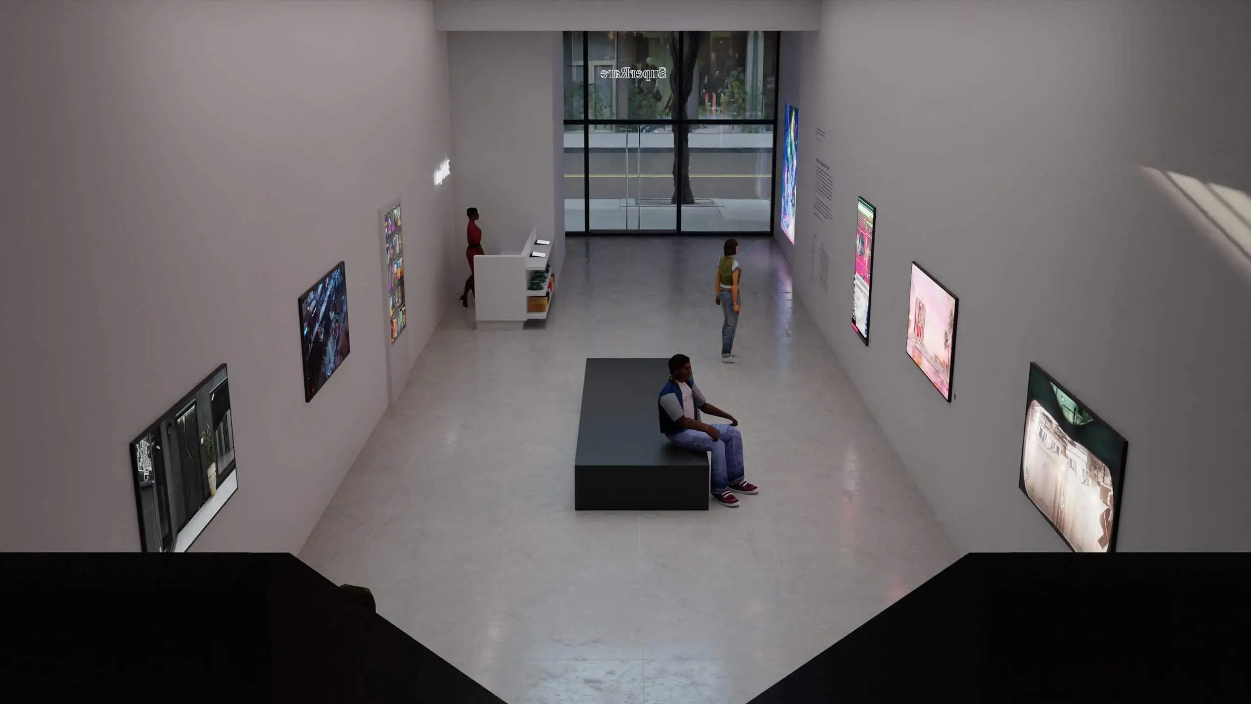 3D mock up of the outside of the SuperRare gallery in NYC
