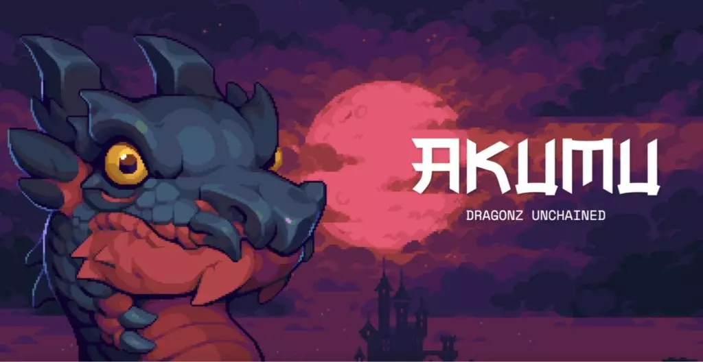 digital poster of an Akumu Dragonz NFT alongside the project logo