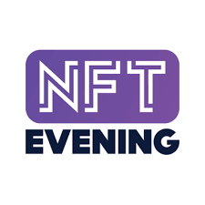 NFTevening.com logo in purple and black with