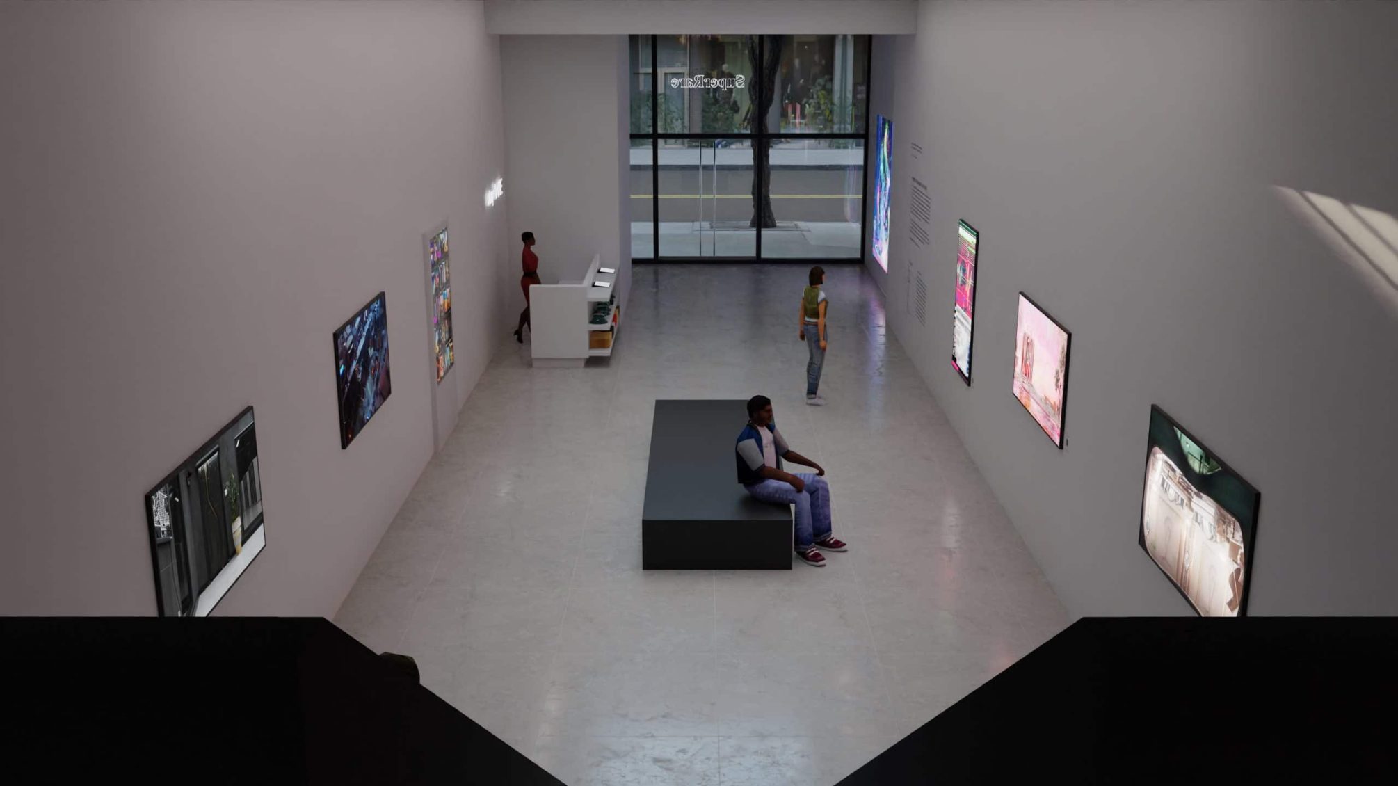 3D mock up of the outside of the SuperRare gallery in NYC