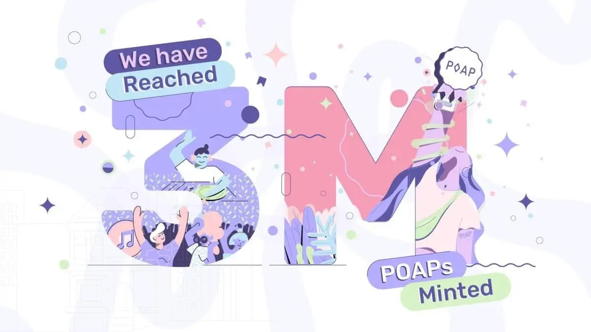 Graphic for POAP crossing 3M POAPs minted
