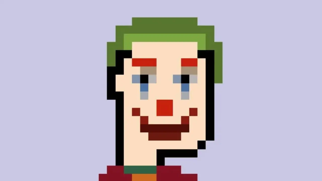 TPunk #3442 featuring a joker pixelated avatar