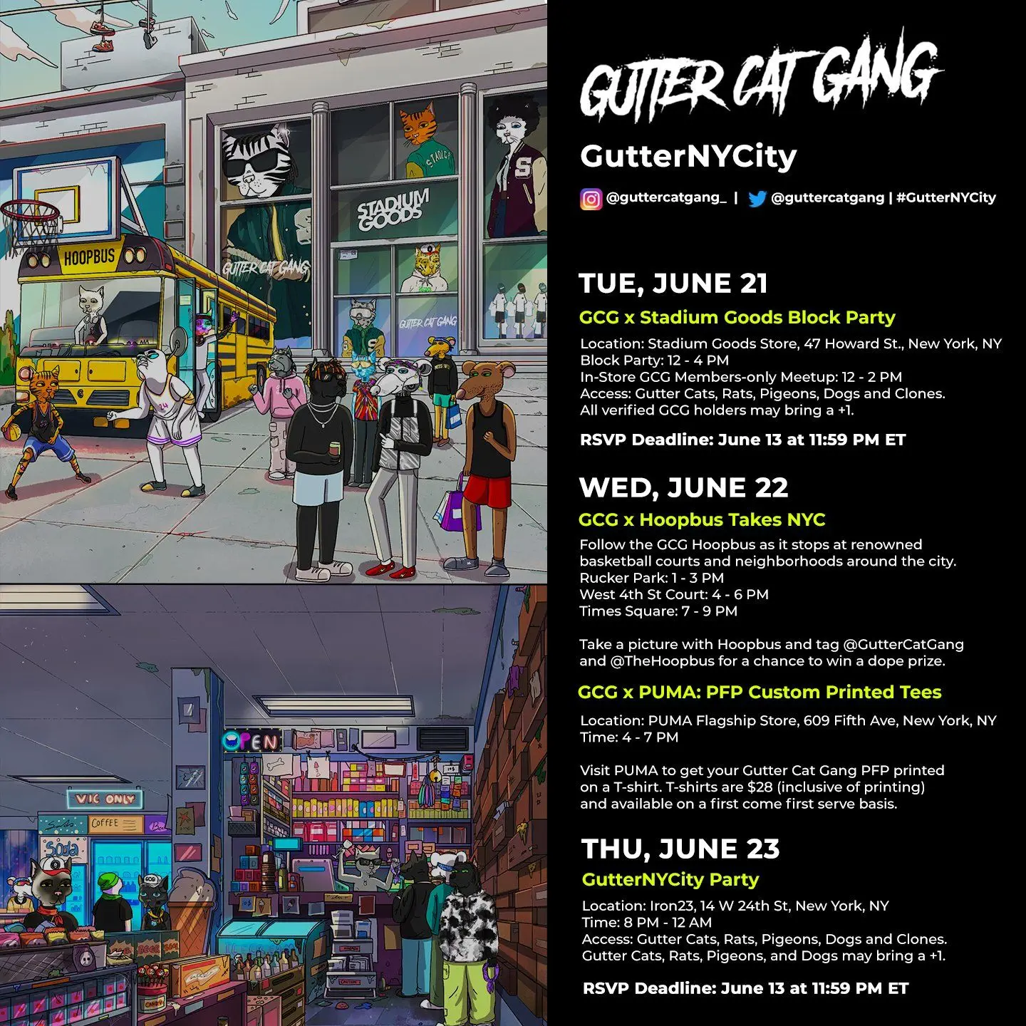 Gutter Cat Gang event list