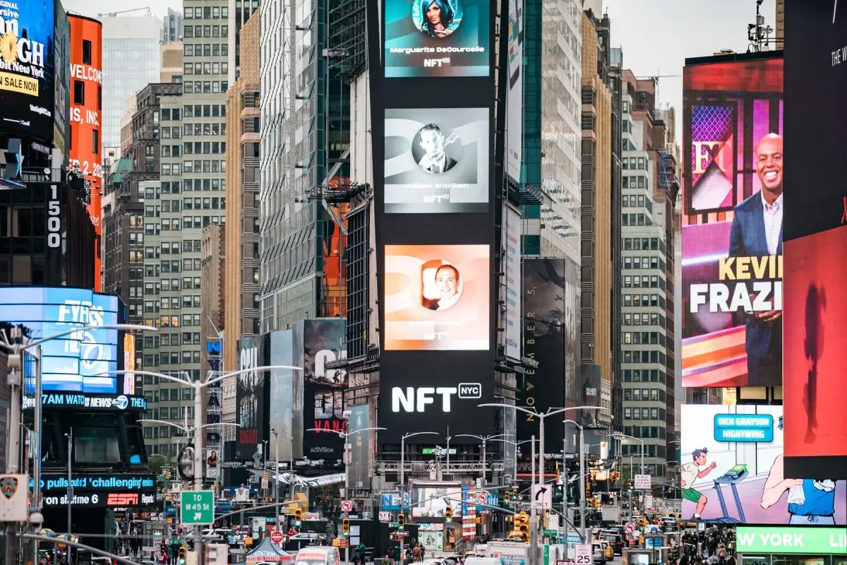 NFT.NYC 2022 billboards at Times Square, New York
