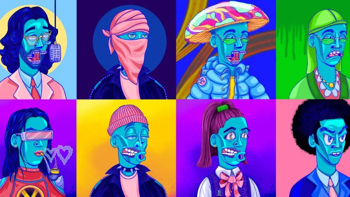 Images of Rug Radio's latest NFT project "Faces Of Web3"