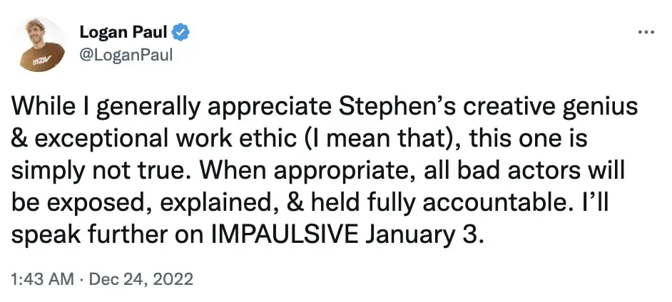 Logan paul's tweet