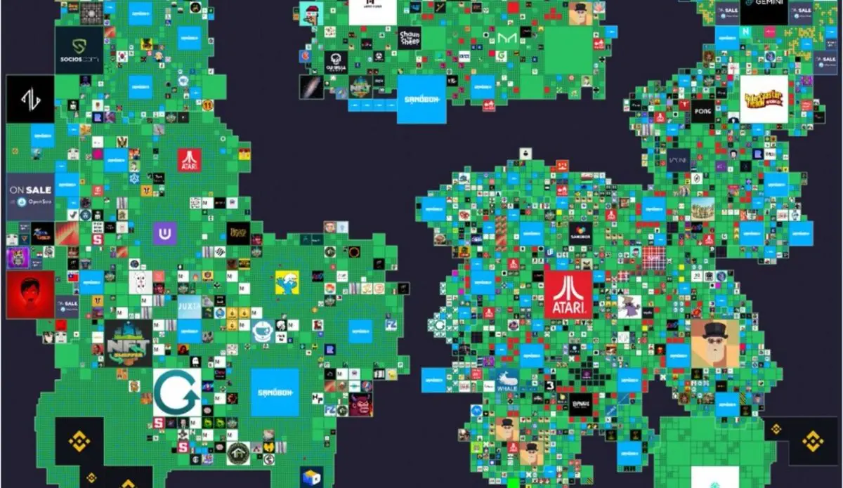 a map of the Sandbox metaverse land